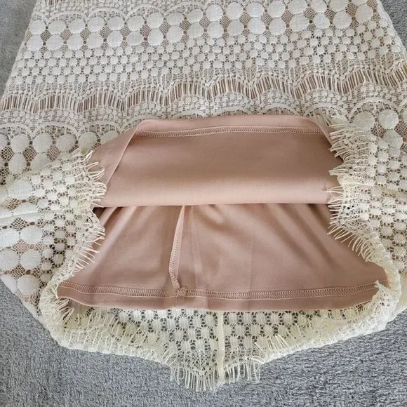 Catherine Malandrino Cream Ivory‎ Lined Lace Crochet Dress 3/4 Sleeve Size 4 - Picture 9 of 11
